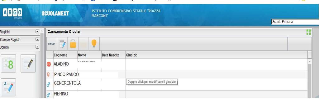 Apparirà il form di Scelta Riquadro e Periodo sul quale selezionare: Riquadro VLG Rilevazione dei progressi > Periodo 1Q