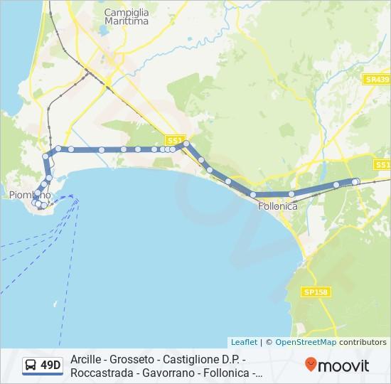 Direzione: Scarlino Scalo Aurelia 26 fermate VISUALIZZA GLI ORARI DELLA LINEA Portineria Magona Via Cavallotti Nord Portineria Centrale Circolo Acciaierie Nord Viale della Resistenza, Piombino Sol