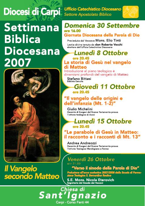 DIOCESIIOCESI DI CARPIARPI Lectio Continua VANGELOANGELO SECONDO MATTEO