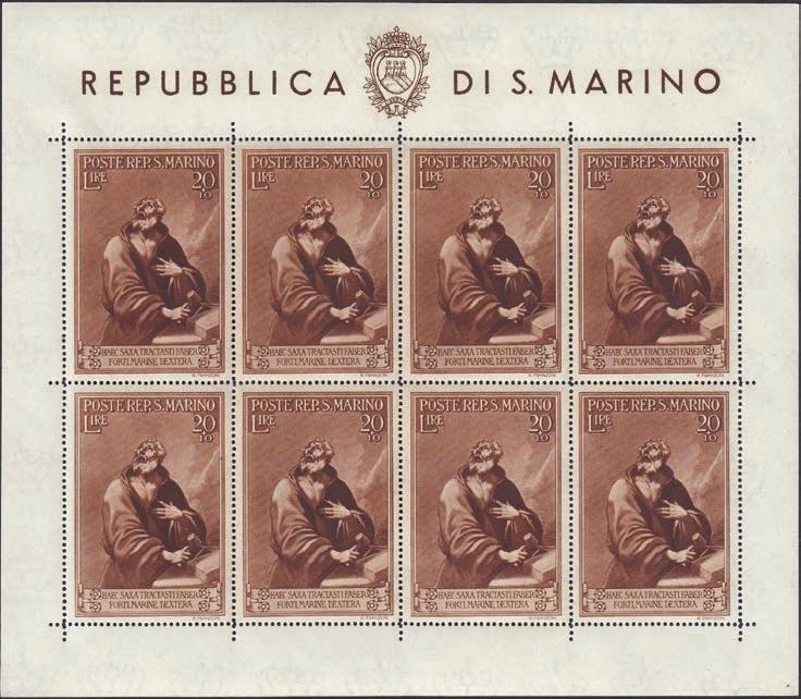 Marino - Foglietto Indipendenza - Due piccoli punti di ruggine (B.F.1-30) 5,00 104 S.