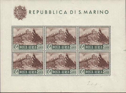 Marino - Foglietto 200 lire U.P.U. non dentellato (B.F.11-480) 80,00 109 S.