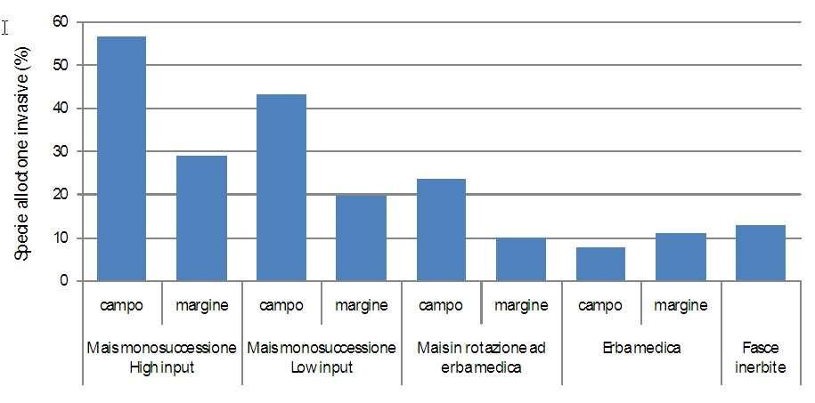 Percentuale specie erbacee invasive in