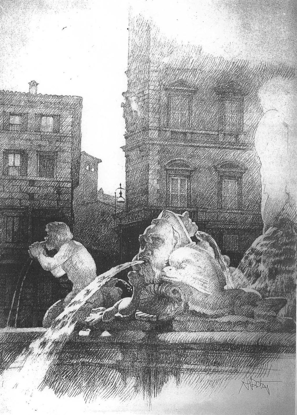 Fig. 11 Adriano Bentivegna, Piazza Navona, matita su carta.