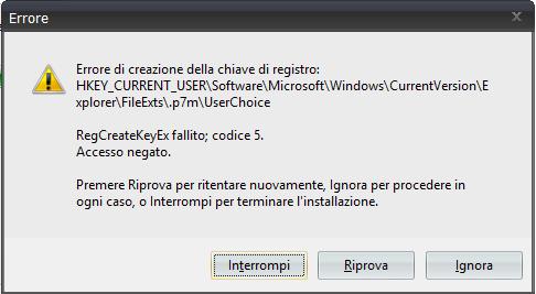 Se compare questa maschera, selezionare Ignora : Sarà
