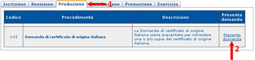 uova domanda i seguito si riporta un diagramma che illustra la procedura per presentare una omanda di certificato di origine italiana.