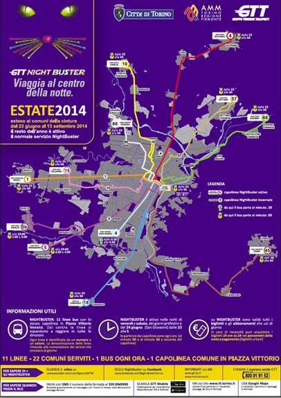 6 Estensione estiva 214 rispetto alla rete invernale Nell estate 214 (dal 23 giugno al 13 settembre) l estensione della rete notturna ai comuni della cintura metropolitana è avvenuta come nel 211 con