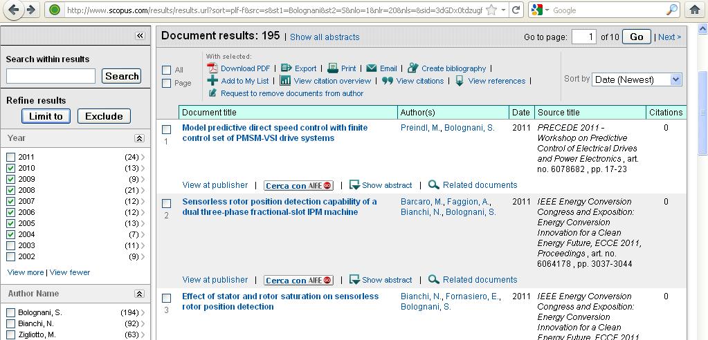 Analisi delle citazioni Limitare la selezione solo per gli articoli del