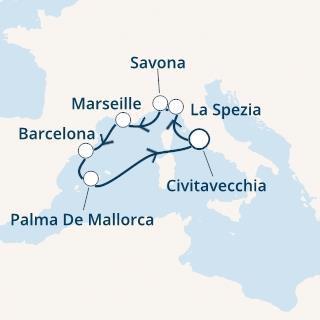 Ponte del Primo Maggio A bordo di Costa SMERALDA Italia, Francia, Spagna, Isole Baleari CIVITAVECCHIA-LA SPEZIA SAVONA-MARSIGLIA-BARCELONAPALMA DE MALLORCA- CIVITAVECCHIA Dal 30 aprile al 07 maggio