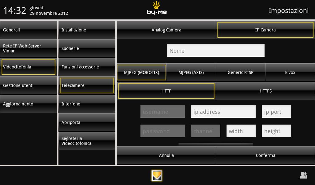 Telecamera IP Se la telecamera da configurare è di tipo Camera IP, vengono