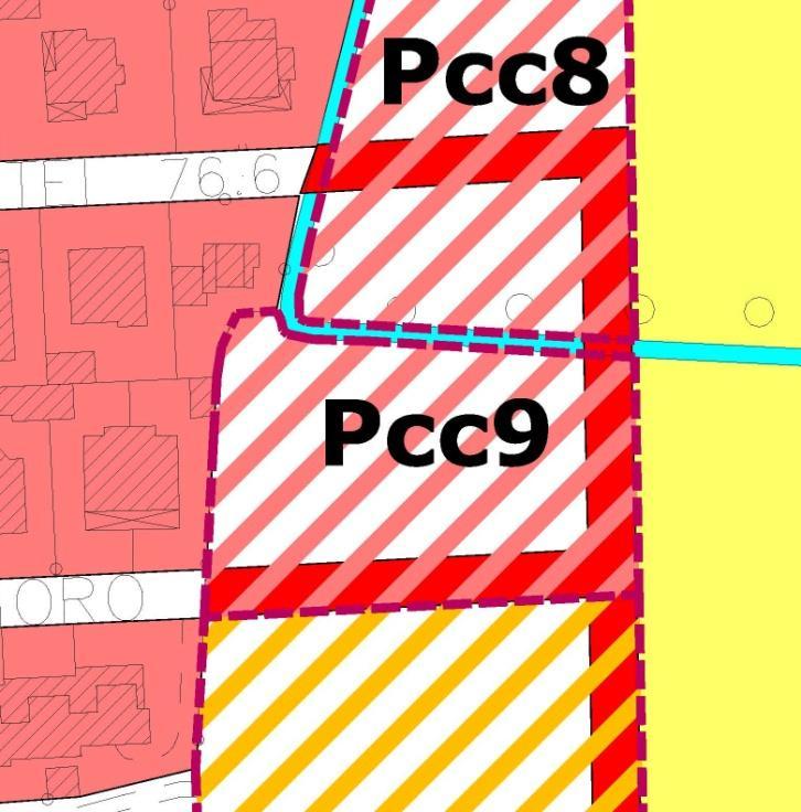 PCC9 Il Permesso di Costruire Convenzionato riguarda una piccola area di completamento, già ricompresa in un Piano di Lottizzazione mai attuato.