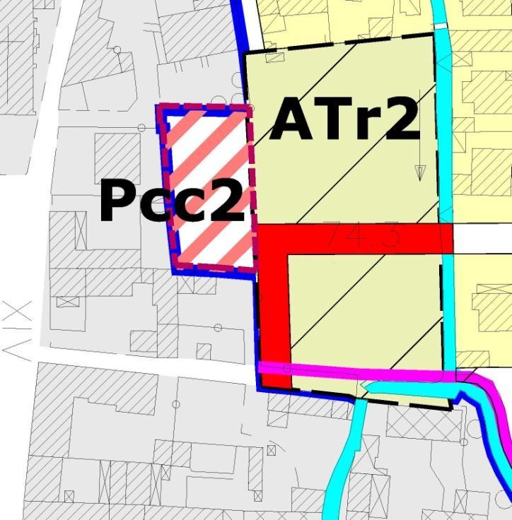 PCC2 L area è interclusa tra il centro storico e l Ambito di Trasformazione Residenziale ATr2 e, considerate le piccole dimensioni del lotto, viene assoggettata a Permesso di Costruire Convenzionato.