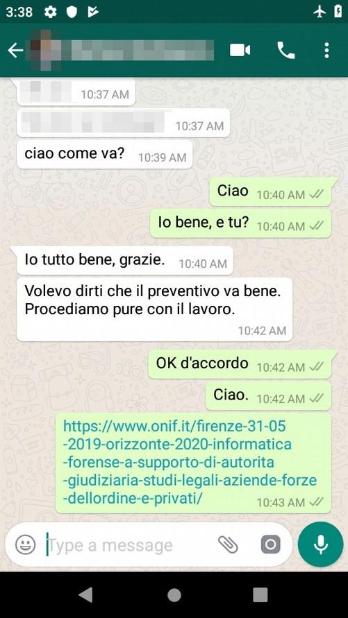 SOSTITUZIONE DEL FILE MODIFICATO Chiusura di WhatsApp e riparazione del database come prima (qualora