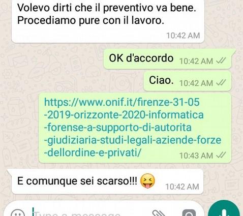 C È UN PROBLEMA Il messaggio inserito viene