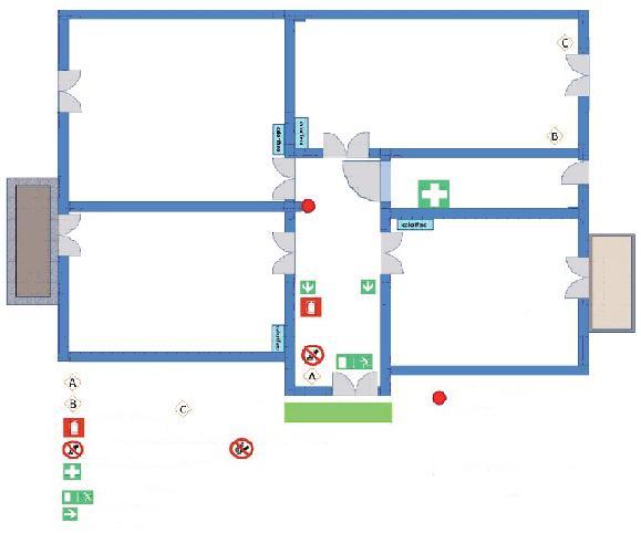 Figura 1 Ambienti di avoro SALA RIUNIONI - UFFICIO 3 CUCINA/MAGAZZINO BAGNO BALCONE DIREZIONE - UFFICIO 2 AMMINISTRAZONE COMMERCIALE - UFFICIO 1 BALCONE A B Quadro eettrico Impianto ACS C Contatore