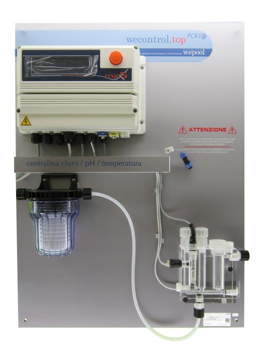 a Analizzatori per piscina b WE CONTROL TOP PART sistema di regolazione e controllo multiparametro, per montaggio a parete su pannello 600x800 mm.