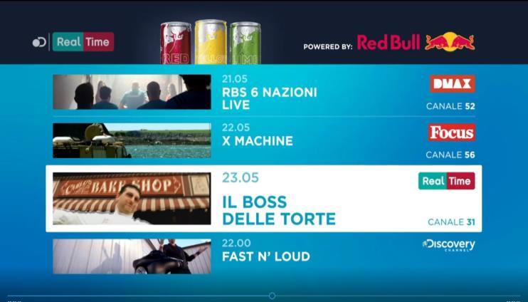 Un MASTHEAD TV (statico o dinamico) andrà a posizionarsi nella schermata principale di rassegna della serata Discovery, per tutta la sua