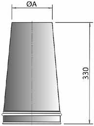Terminali e faldali Terminale troncoconico - Da utilizzare solo nel caso in cui alla base del camino sia installato un Tee 90 o un Tee 135.