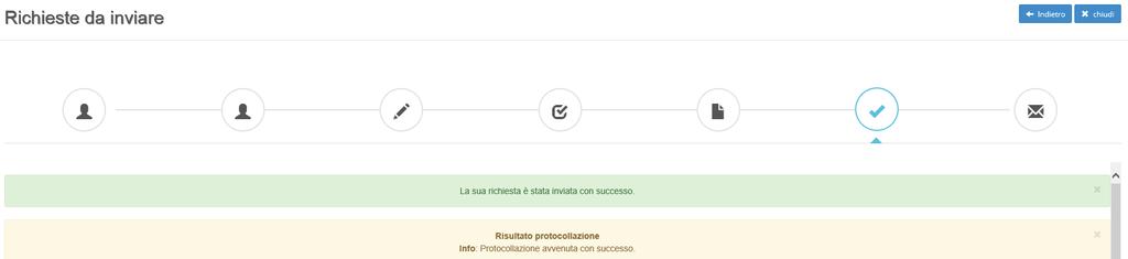 Step 6: Invia richiesta Figura 15 Questa scheda è riassuntiva di tutti gli step precedenti e permette l invio della domanda cliccando sul tasto INVIA RICHIESTA.