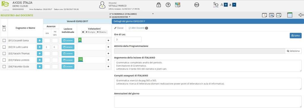 40 REGISTRO DOCENTE GIORNALIERO Per accedere al Registro del Docente in modalità giornaliera basterà cliccare sull apposita icona nel menu principale oppure selezionando il giorno desiderato nel