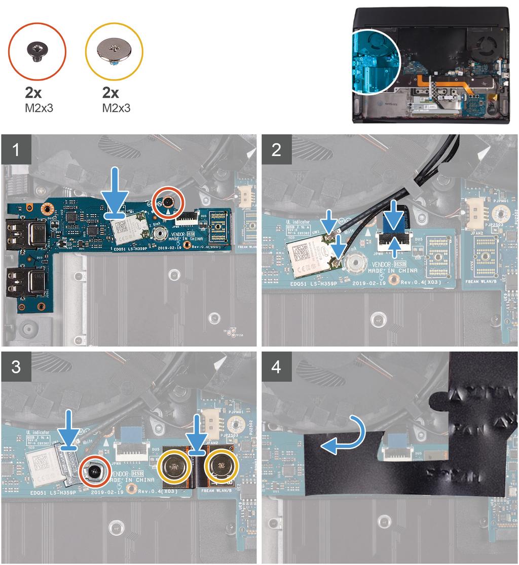 La seguente figura indica la posizione della scheda di I/O sinistra e fornisce una rappresentazione visiva della procedura di installazione.