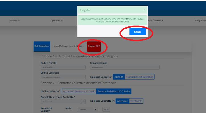 Chiudi e successivamente sulla sezione Quadro DPP si