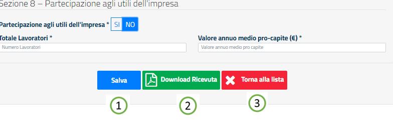 Dalla sezione del Quadro DPP è sempre possibile effettuare le seguenti azioni: 1. Salvare eventuali modifiche da apportare ai dati del quadro DPP. 2.