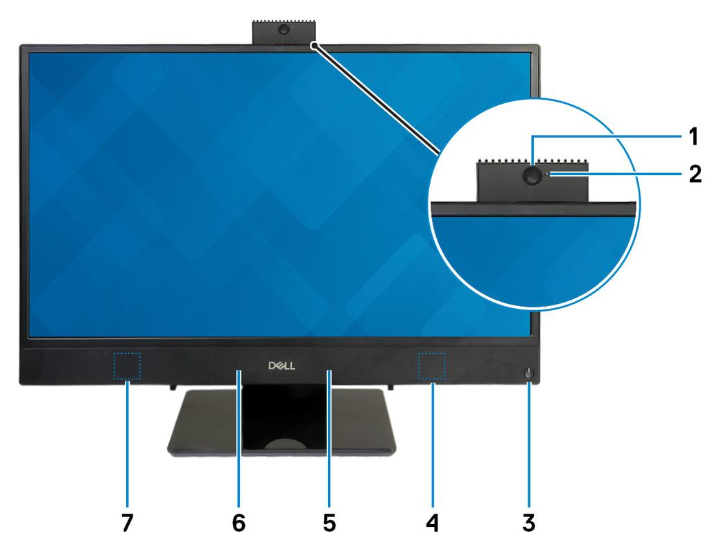 Viste Parte anteriore 1 Webcam retraibile Consente di effettuare video chat, acquisire foto e registrare video. La videocamera può essere nascosta per proteggere la privacy degli utenti.