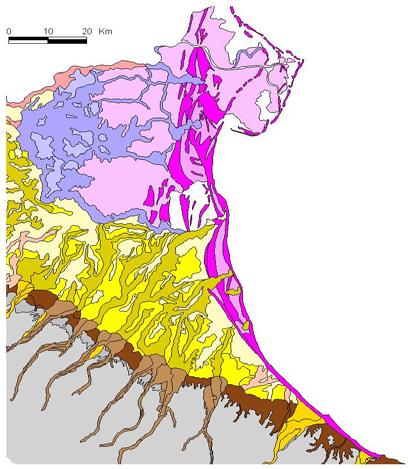 000 Delta moderno del Po GEOLOGIA DELLA PIANURA COSTIERA Pianura deltizia del Po Piana di sabbia a