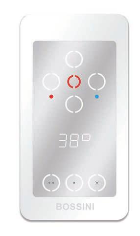Thermostatic Electronic mixer. The installation kit is supplied complete with the thermostatic electronic mixer with electro-valves, the digital Keypad and the corresponding wall containment boxes.