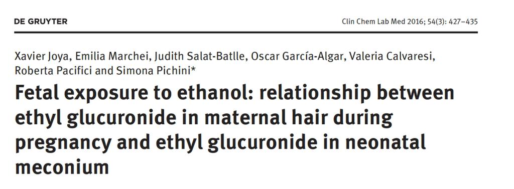 maternal ethanol could be predicted with a clinical