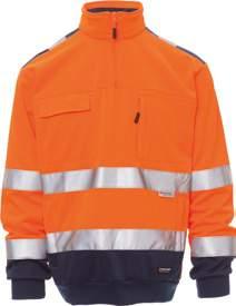 Men s high-visibility fleece with 3M stripes, with plastic zip, adjustable drawstring at