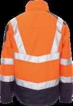 high-visibility jacket with 3M stripes, detachable sleeves, plastic zip with metal pull with flap and velcro, foldaway and/ or