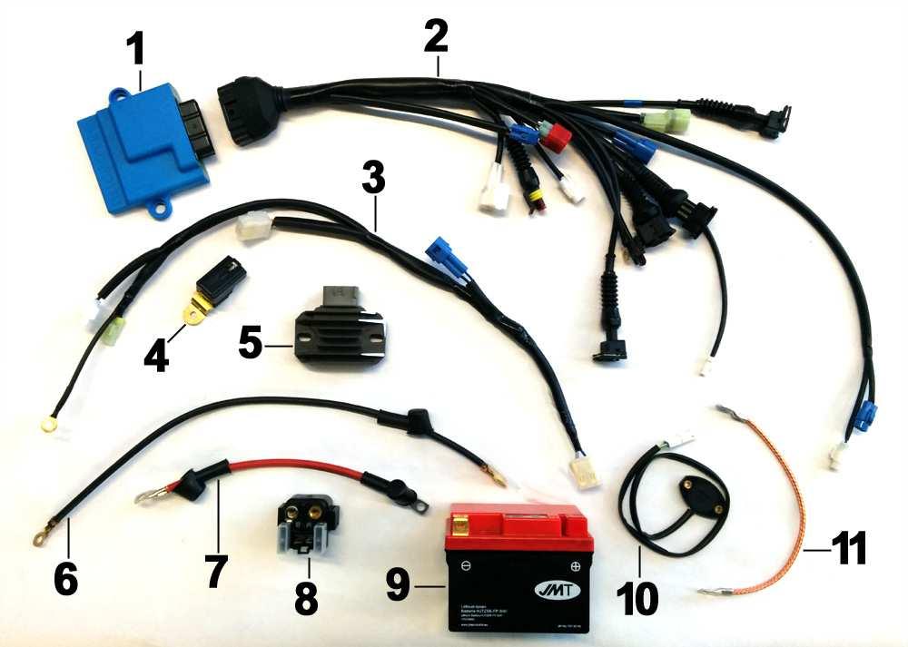 TAV. 21 - CABLAGGI MX AVVIAMENTO ELETTRICO (Wiring MX Electric Starter) 1 F08253-250 MX CENTRALINA 250Fi MX ECU 250 MX F08254-450 MX CENTRALINA 450Fi MX ECU 450 MX F08298 - '16 530 MX CENTRALINA