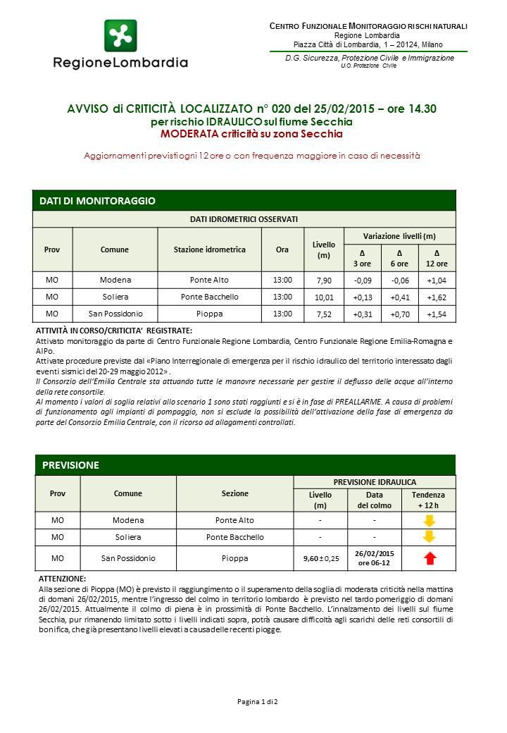 Bollettino Ufficiale 193 AVVISO DI CRITICITA