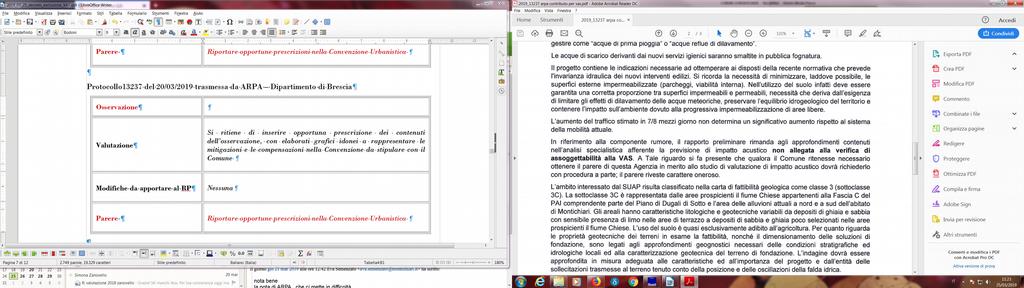 2) Protocollo 13156 del 20/03/2019 trasmessa da Provincia di Brescia AREA DELLA PIANIFICAZIONE SOCIOECONOMICA E TERRITORIALE SETTORE DELLA PIANIFICAZIONE TERRITORIALE.