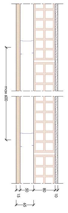 80 mm, con strato di intonaco tradizionale sp. 10 mm sul lato non esposto al fuoco LAPI 95/C/12-153 FR R w = 40 db valutazione analitica 1 FIRELINE 15 (tipo DF, peso 13 kg/m 2 ), sp. 15 mm, reaz.