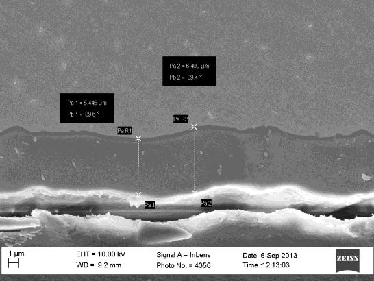 a Substrato Resina b Substrato Resina c Substrato Resina Figura 9. Micrografie SEM della sezione del rivestimento Al 2 O 3 