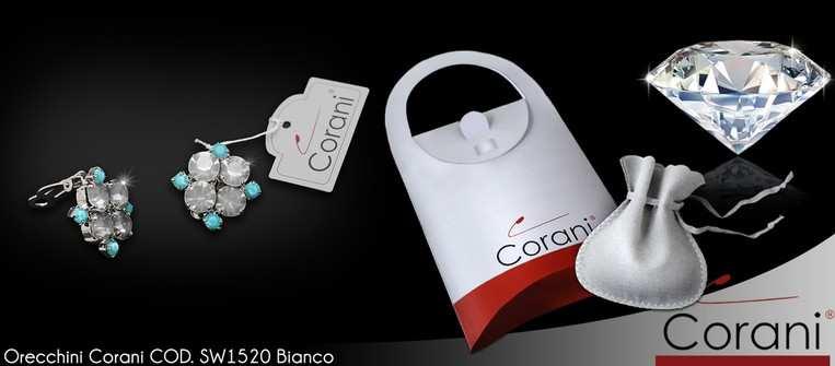 CORANI orecchini cod. SW1521 ambra. Prezzo al pubblico 39,20. Orecchini con componenti Swarovski. Lavorazione artigianale. Astuccio a forma di borsetta e sacchetto porta gioie con laccio.