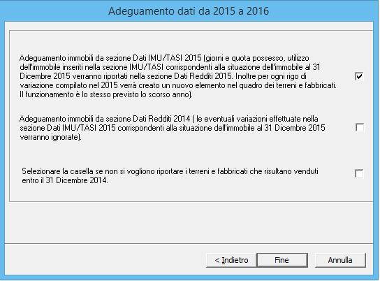 pervenute è stata modificata la logica di riporto dei dati dei terreni e fabbricati.