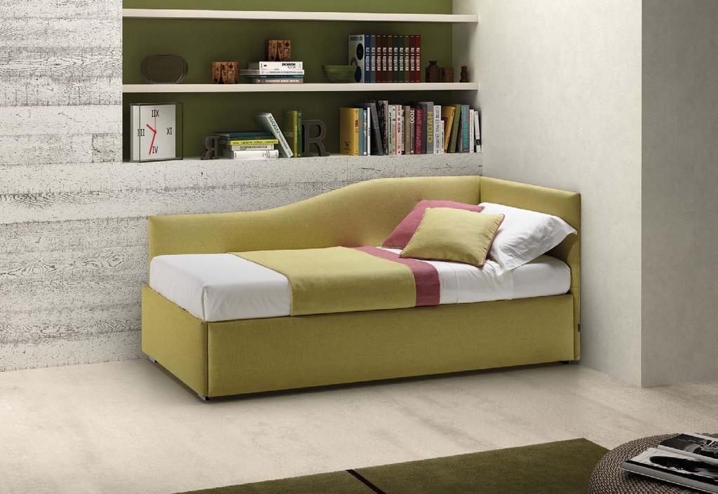 TWICE ANGOLO SAGOMATO Angolo Sagomato sx con cassettoni estraibili Materasso ad altezza ridotta e guanciale della linea Bside Completo lenzuola cotone colore 007 Teli arredo Due cuscini decoro cm