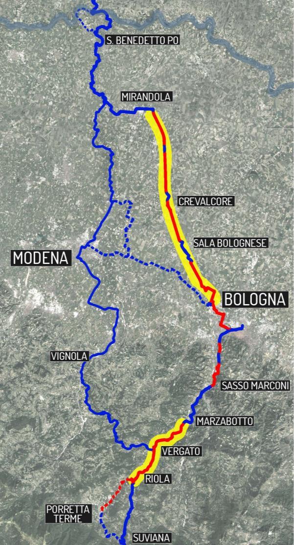 Mantova, Modena, Prato, Pistoia, Verona 73 comuni 686 Km complessivi di cui: 143 km esistenti