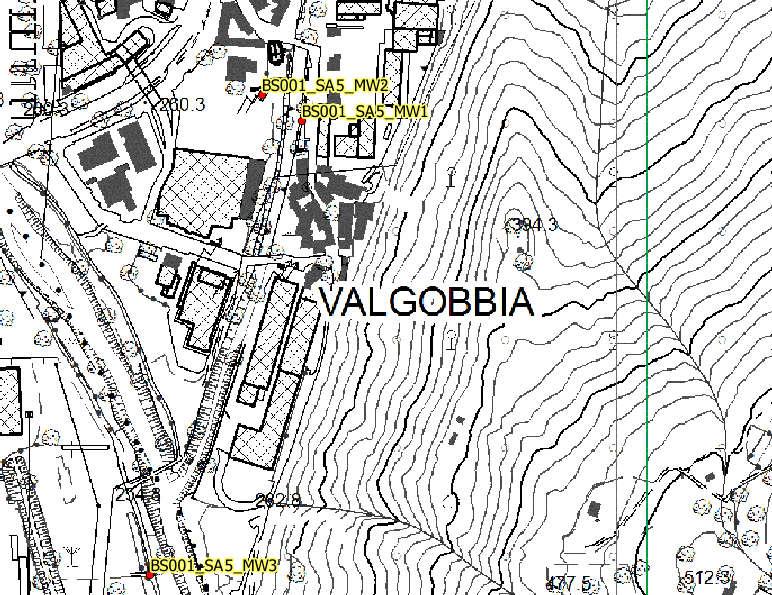 Figura 14 Ubicazione indicativa nuovi piezometri proposti (MW3 in comune di