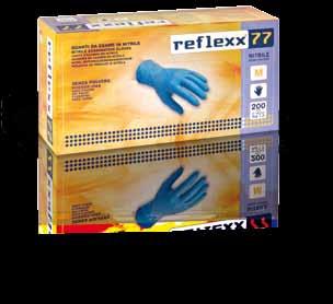 REFLEXX 77 R77 XS R77 XS R77 S R77 S NITRILE GUANTI IN NITRILE SENZA POLVERE Monouso, ambidestri. % Latex Free. Ultra fini per una sensibilità massima.