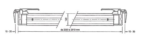 mm 3,16 1 L = da 2440 mm a 2510 mm 3,9 1 Barra di ancoraggio in alluminio grezzo