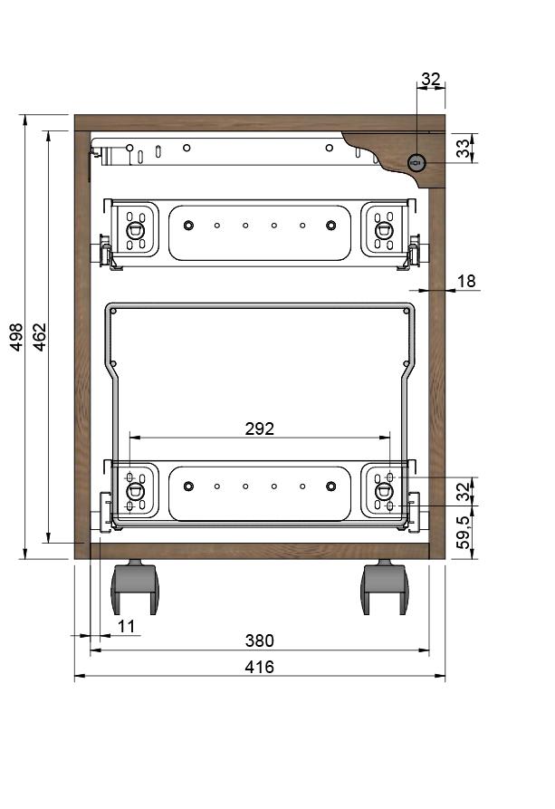 DIMENSIONE INTERNA 380 MM INNER SIZE 380 MM * Nella realizzazione degli esempi costruttivi della Linea 600 sono stati