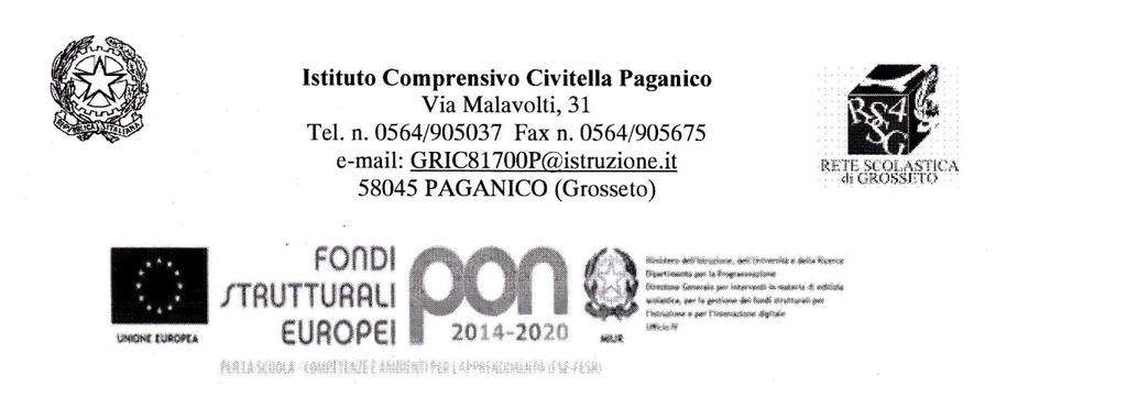 Prot. 6026 Paganico, li 19/11/2018 Oggetto: Avviso pubblico per il reperimento di docenti ESPERTI ESTERNI PER L ATTIVAZIONE DI PERCORSI FORMATIVI AFFERENTI AL PON FSE CITY CAMPS CORSO INTENSIVO DI