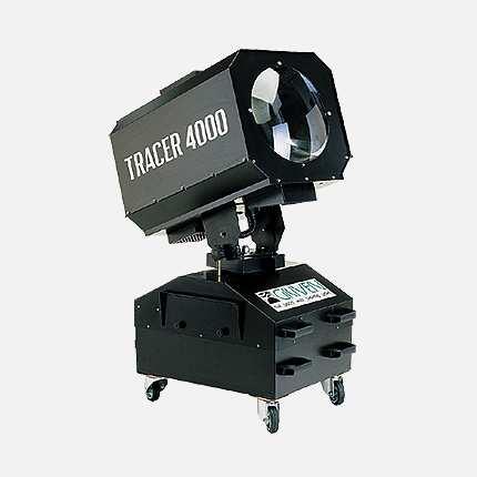 TRACER 4000 HMI GRIVEN (alim. 2 fasi 380v.) - Our highest power multi-beam sky projector, with ten degree beam, visible at 7-10 Km distance, dependent on ambient light and atmospheric conditions.