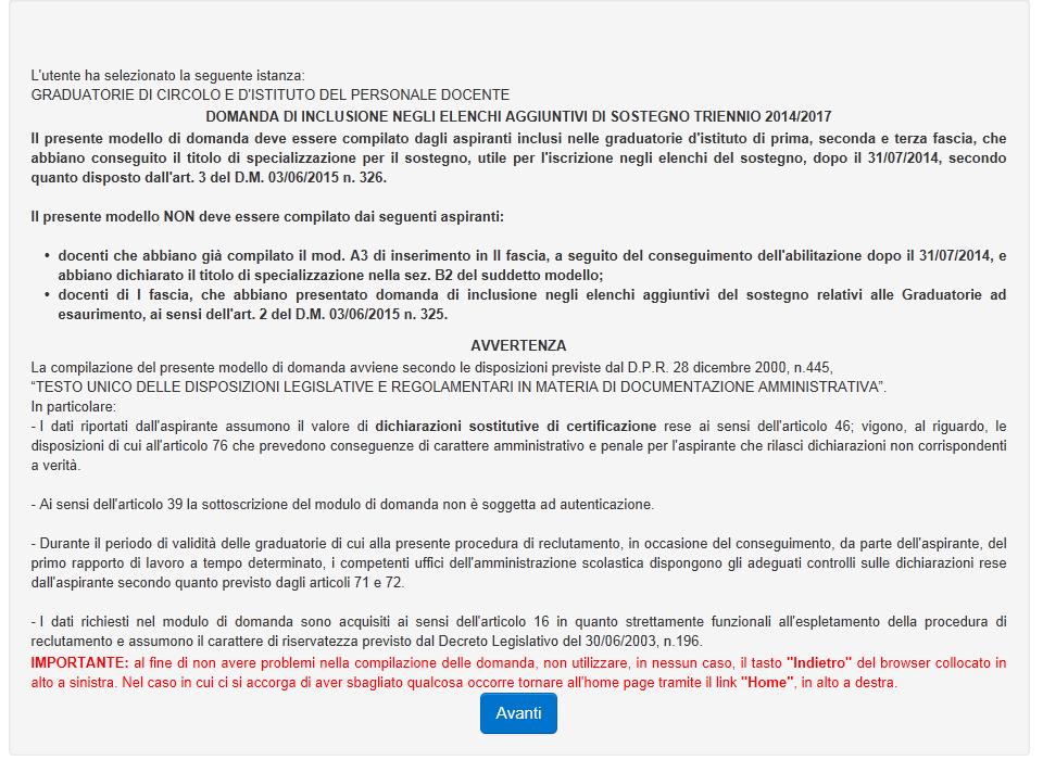 Per proseguire fare clic su Avanti RTI :