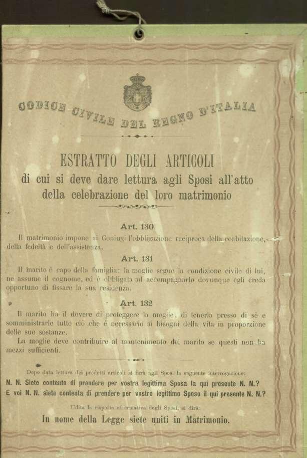 Formulario per il matrimonio civile, in