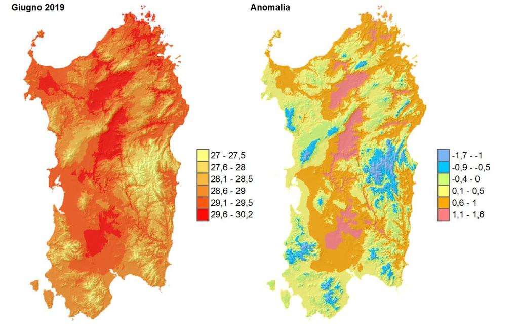 INDICE DI CALORE MEDIO E MASSIMO MENSILE 2 I valori di HI 3 del mese di giugno sono stati in genere più alti della media pluriennale 4 in particolare nei valori massimi (Figure 1 e 2).